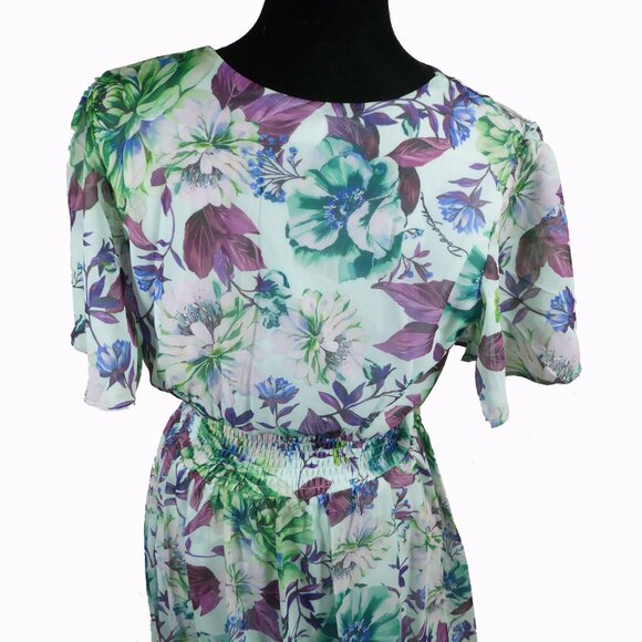 Elegant Mint Green Floral Edwardian inspired Tea gown Size M - L - Picture 3 of 9